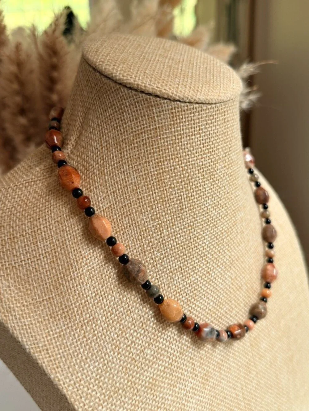 Natural Fossil Coral Necklace | Earth Tone Gemstone | Unisex OOAK Handmade